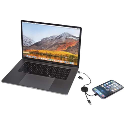 black Cable 5 en 1 de aluminio y plástico reciclado de 30 cm para sincronización de datos y carga rápida de 27 W