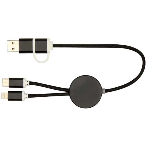 black Cable 5 en 1 de aluminio y plástico reciclado de 30 cm para sincronización de datos y carga rápida de 27 W