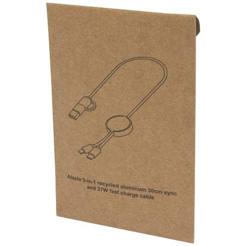 black Cable 5 en 1 de aluminio y plástico reciclado de 30 cm para sincronización de datos y carga rápida de 27 W