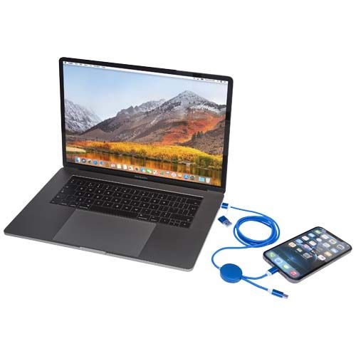 azulón Cable 5 en 1 de aluminio y plástico reciclado de 150 cm para sincronización de datos y carga rápida de 27 W
