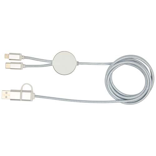 plateado Cable 5 en 1 de aluminio y plástico reciclado de 150 cm para sincronización de datos y carga rápida de 27 W