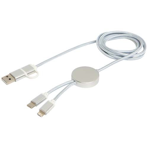 plateado Cable 5 en 1 de aluminio y plástico reciclado de 150 cm para sincronización de datos y carga rápida de 27 W