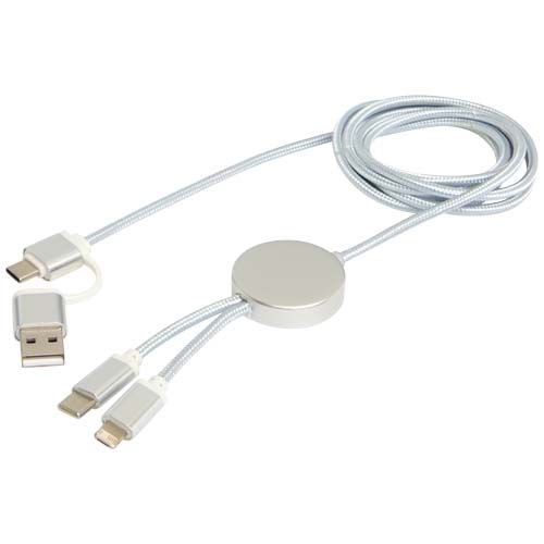 plateado Cable 5 en 1 de aluminio y plástico reciclado de 150 cm para sincronización de datos y carga rápida de 27 W