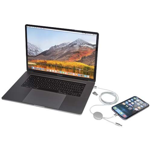 plateado Cable 5 en 1 de aluminio y plástico reciclado de 150 cm para sincronización de datos y carga rápida de 27 W