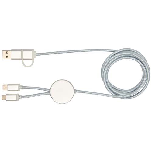plateado Cable 5 en 1 de aluminio y plástico reciclado de 150 cm para sincronización de datos y carga rápida de 27 W