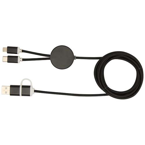 black Cable 5 en 1 de aluminio y plástico reciclado de 150 cm para sincronización de datos y carga rápida de 27 W