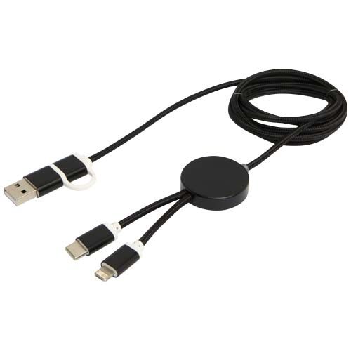 black Cable 5 en 1 de aluminio y plástico reciclado de 150 cm para sincronización de datos y carga rápida de 27 W