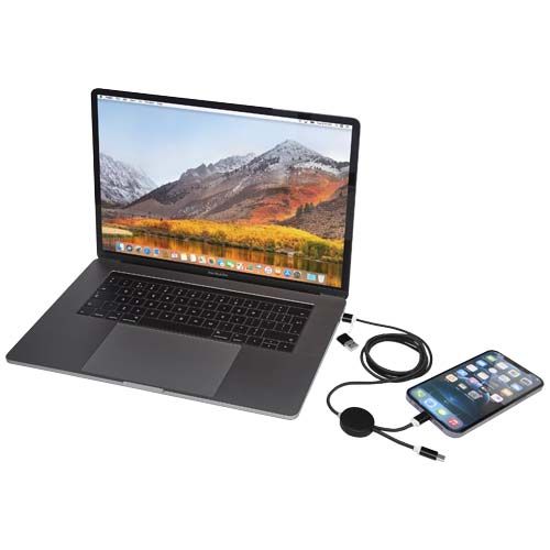 black Cable 5 en 1 de aluminio y plástico reciclado de 150 cm para sincronización de datos y carga rápida de 27 W