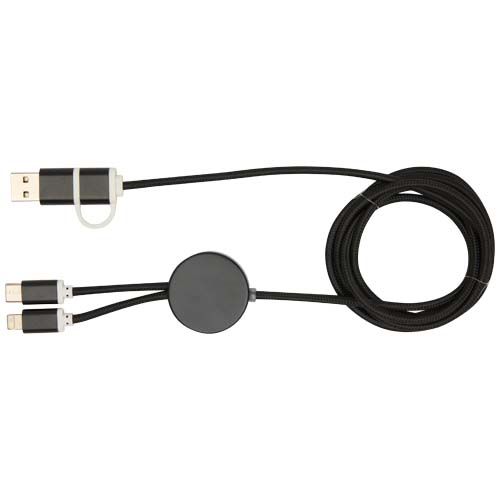 black Cable 5 en 1 de aluminio y plástico reciclado de 150 cm para sincronización de datos y carga rápida de 27 W