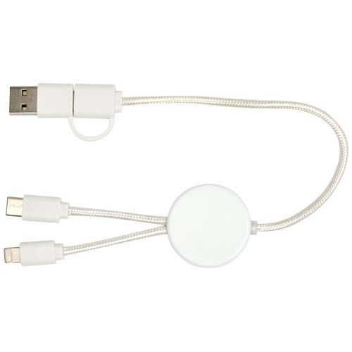 white Cable 5 en 1 de plástico reciclado de 30 cm para sincronización de datos y carga rápida de 27 W