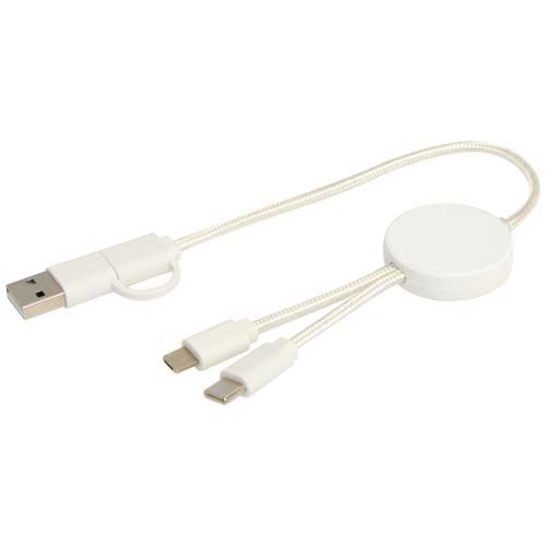 white Cable 5 en 1 de plástico reciclado de 30 cm para sincronización de datos y carga rápida de 27 W