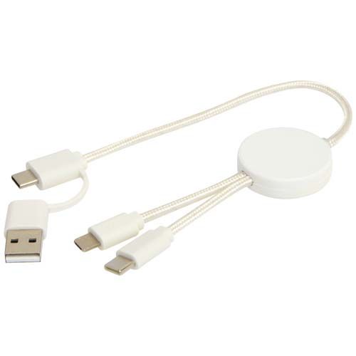 white Cable 5 en 1 de plástico reciclado de 30 cm para sincronización de datos y carga rápida de 27 W