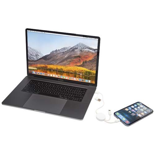 white Cable 5 en 1 de plástico reciclado de 30 cm para sincronización de datos y carga rápida de 27 W