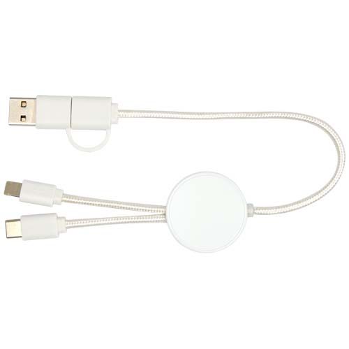 white Cable 5 en 1 de plástico reciclado de 30 cm para sincronización de datos y carga rápida de 27 W