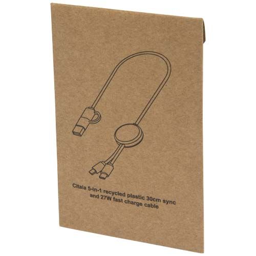 white Cable 5 en 1 de plástico reciclado de 30 cm para sincronización de datos y carga rápida de 27 W