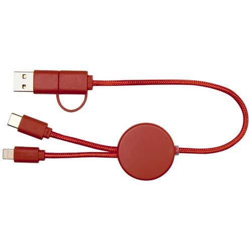 rojo de ladrillo Cable 5 en 1 de plástico reciclado de 30 cm para sincronización de datos y carga rápida de 27 W