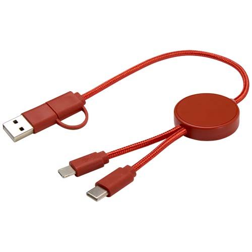 rojo de ladrillo Cable 5 en 1 de plástico reciclado de 30 cm para sincronización de datos y carga rápida de 27 W