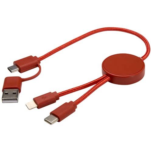 rojo de ladrillo Cable 5 en 1 de plástico reciclado de 30 cm para sincronización de datos y carga rápida de 27 W