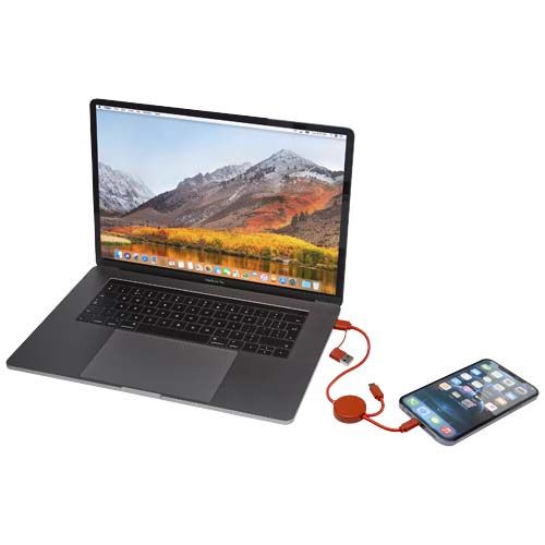 rojo de ladrillo Cable 5 en 1 de plástico reciclado de 30 cm para sincronización de datos y carga rápida de 27 W