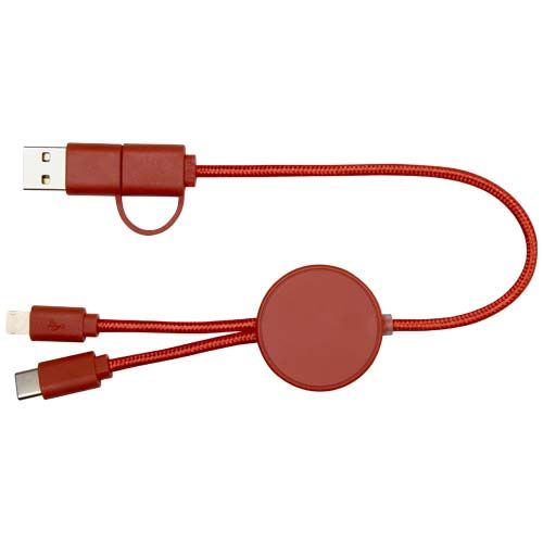 rojo de ladrillo Cable 5 en 1 de plástico reciclado de 30 cm para sincronización de datos y carga rápida de 27 W