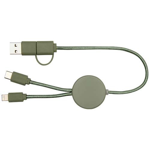 verde chiné Cable 5 en 1 de plástico reciclado de 30 cm para sincronización de datos y carga rápida de 27 W