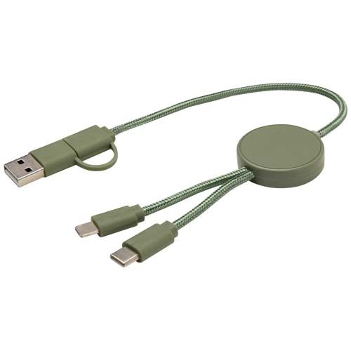 verde chiné Cable 5 en 1 de plástico reciclado de 30 cm para sincronización de datos y carga rápida de 27 W