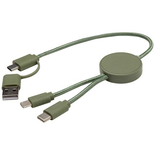 verde chiné Cable 5 en 1 de plástico reciclado de 30 cm para sincronización de datos y carga rápida de 27 W