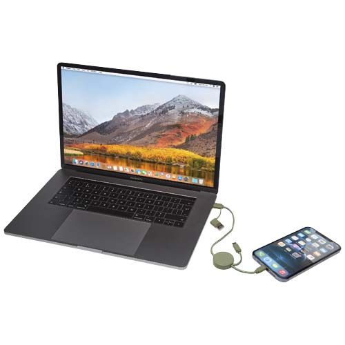 verde chiné Cable 5 en 1 de plástico reciclado de 30 cm para sincronización de datos y carga rápida de 27 W