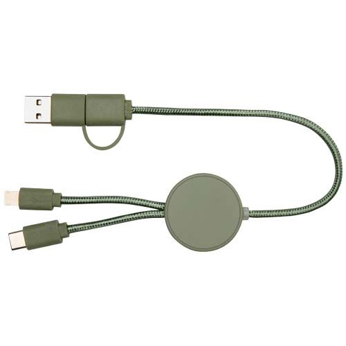 verde chiné Cable 5 en 1 de plástico reciclado de 30 cm para sincronización de datos y carga rápida de 27 W