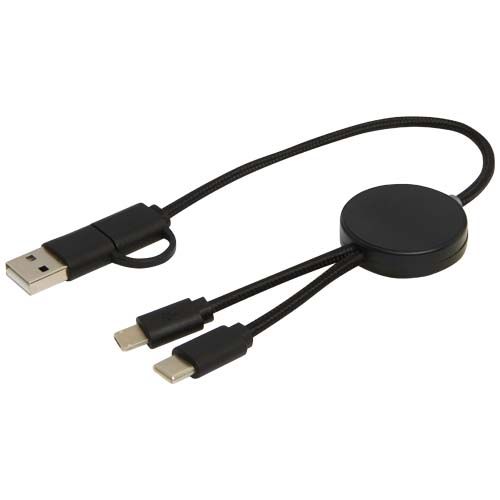 black Cable 5 en 1 de plástico reciclado de 30 cm para sincronización de datos y carga rápida de 27 W