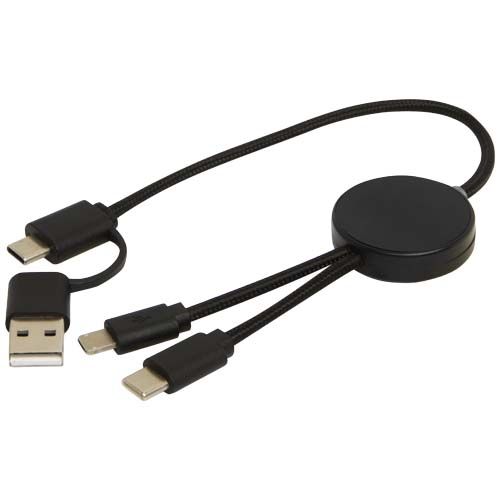 black Cable 5 en 1 de plástico reciclado de 30 cm para sincronización de datos y carga rápida de 27 W