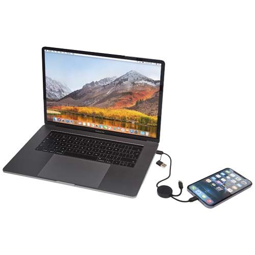 black Cable 5 en 1 de plástico reciclado de 30 cm para sincronización de datos y carga rápida de 27 W