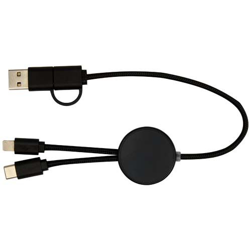 black Cable 5 en 1 de plástico reciclado de 30 cm para sincronización de datos y carga rápida de 27 W