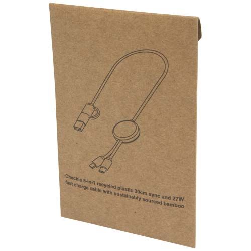 black Cable 5 en 1 de plástico reciclado de 30 cm para sincronización de datos y carga rápida de 27 W