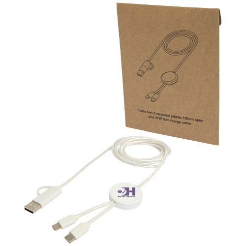Câble 5 en 1 Citala en plastique recyclé de 150 cm pour la synchronisation des données et la charge rapide de 27 W - 2