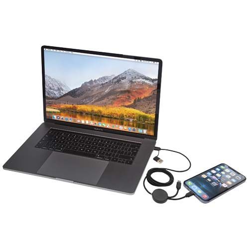black Cable 5 en 1 de plástico reciclado de 150 cm para sincronización de datos y carga rápida de 27 W