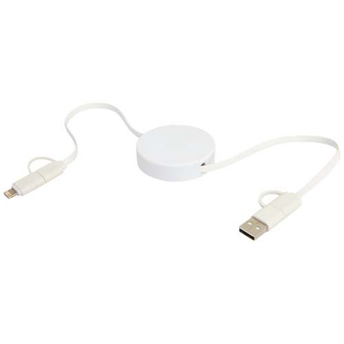 Câble rétractable 5 en 1 Citala en plastique recyclé de 90 cm pour la synchronisation des données et la charge rapide de 40 W - 6