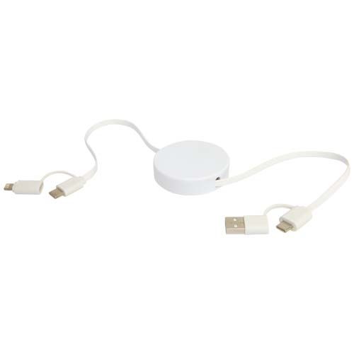 Câble rétractable 5 en 1 Citala en plastique recyclé de 90 cm pour la synchronisation des données et la charge rapide de 40 W - 7