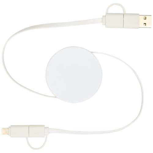 Câble rétractable 5 en 1 Citala en plastique recyclé de 90 cm pour la synchronisation des données et la charge rapide de 40 W - 4