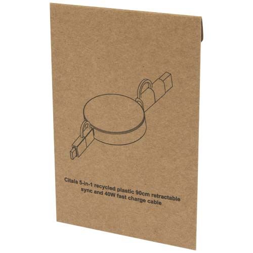 Câble rétractable 5 en 1 Citala en plastique recyclé de 90 cm pour la synchronisation des données et la charge rapide de 40 W - 3