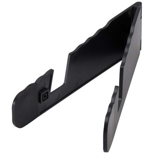black Soporte plegable de plástico reciclado para tableta y teléfono