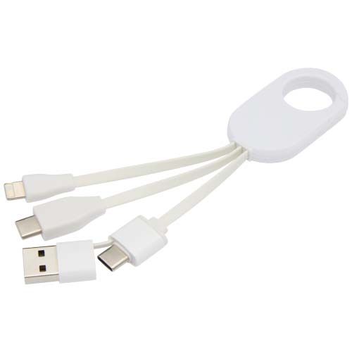white Cable de carga 4 en 1 de plástico reciclado