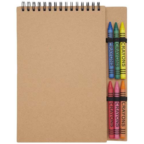 Carnet de notes à spirales Doodle A5 à couverture souple et set de crayons gras - 3