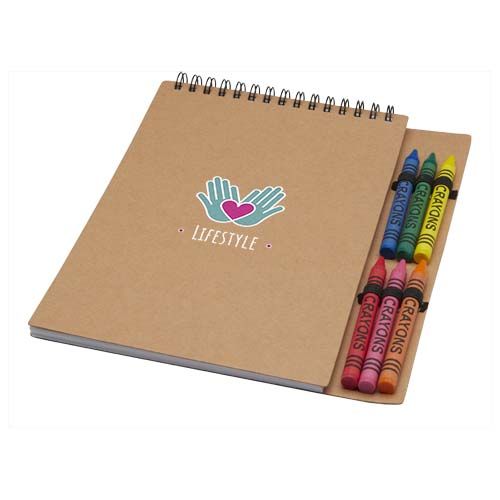 Carnet de notes à spirales Doodle A5 à couverture souple et set de crayons gras - 2