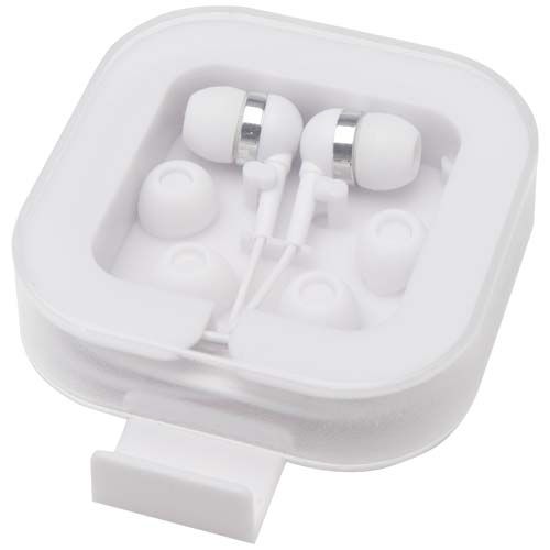 white Auriculares tipo C con cable y caja de plástico reciclado