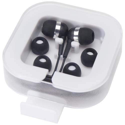black Auriculares tipo C con cable y caja de plástico reciclado