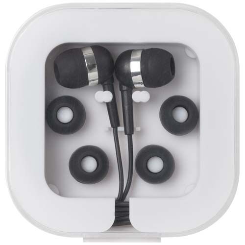 black Auriculares tipo C con cable y caja de plástico reciclado