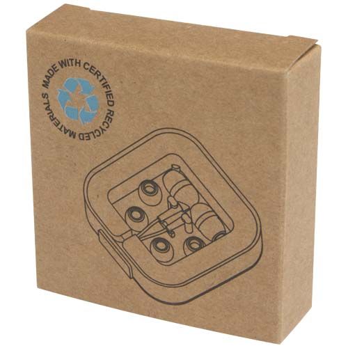 white Auriculares tipo C con cable y caja de plástico reciclado