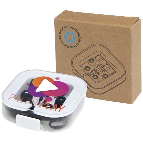 black Auriculares tipo C con cable y caja de plástico reciclado