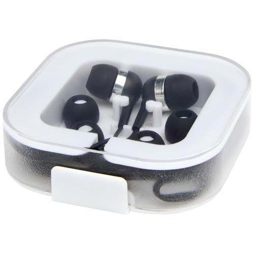 black Auriculares tipo C con cable y caja de plástico reciclado